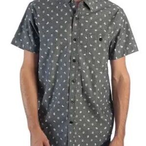 HARRY POTTER Cotton Button up Gray Hogwarts Crests Mascots M